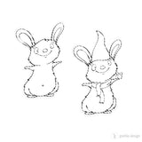 2er Digi Stamp Set "Häschen" Drucken, Basteln Plotten