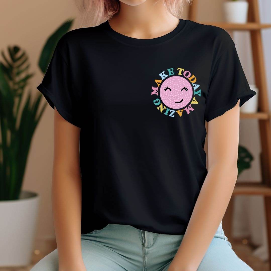 Plotterdatei „Make Today Amazing“ – buntes Retro-Smiley-Motiv mit positiver Botschaft - Sewando