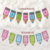 Stickdatei Wimpel Buntstift In the Hoop mit Buchstaben und Zahlen Set 26106