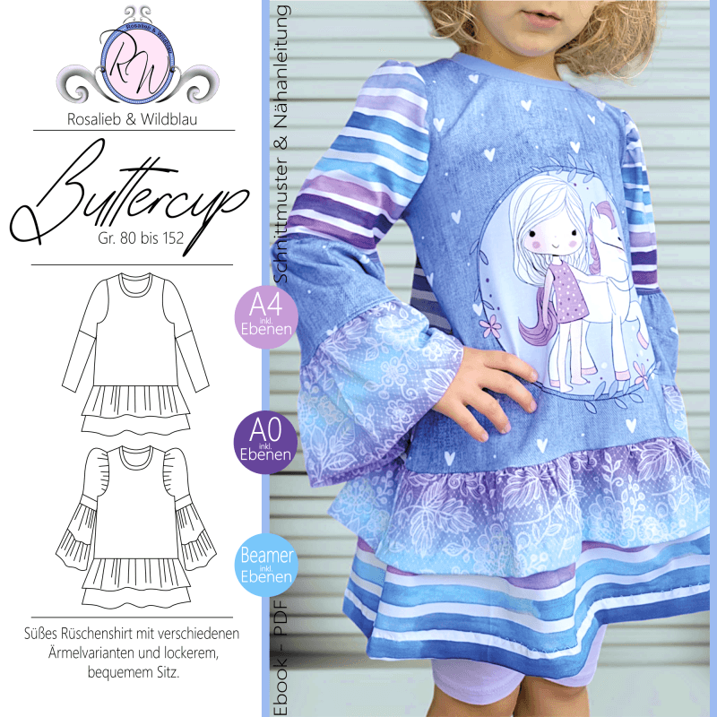 Schnittmuster Kleid Buttercup Gr. 80 bis 152 - Sewando
