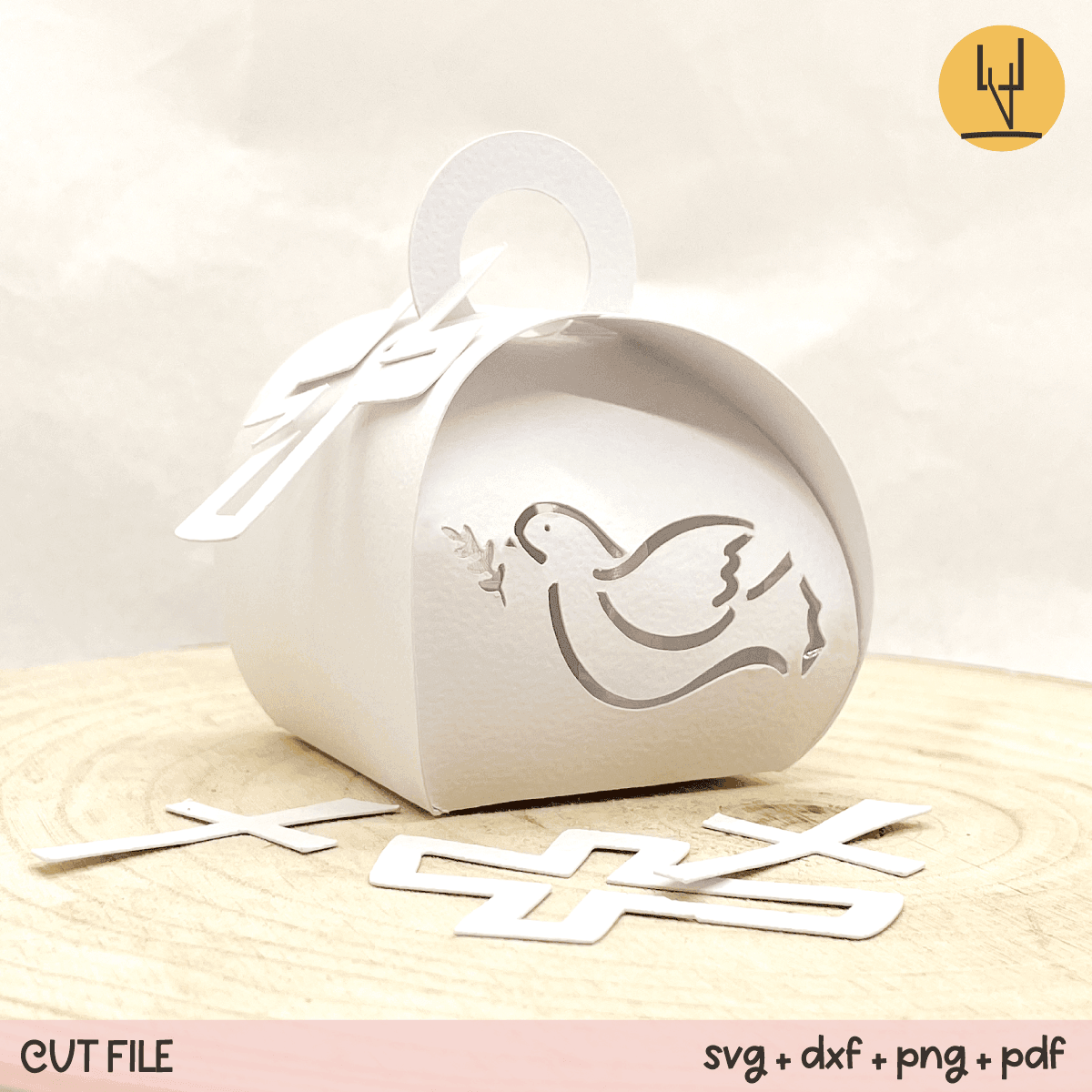 Geschenkbox Taube mit Zweig für Kommunion, Hochzeit, Taufe - Plotterdatei - Sewando