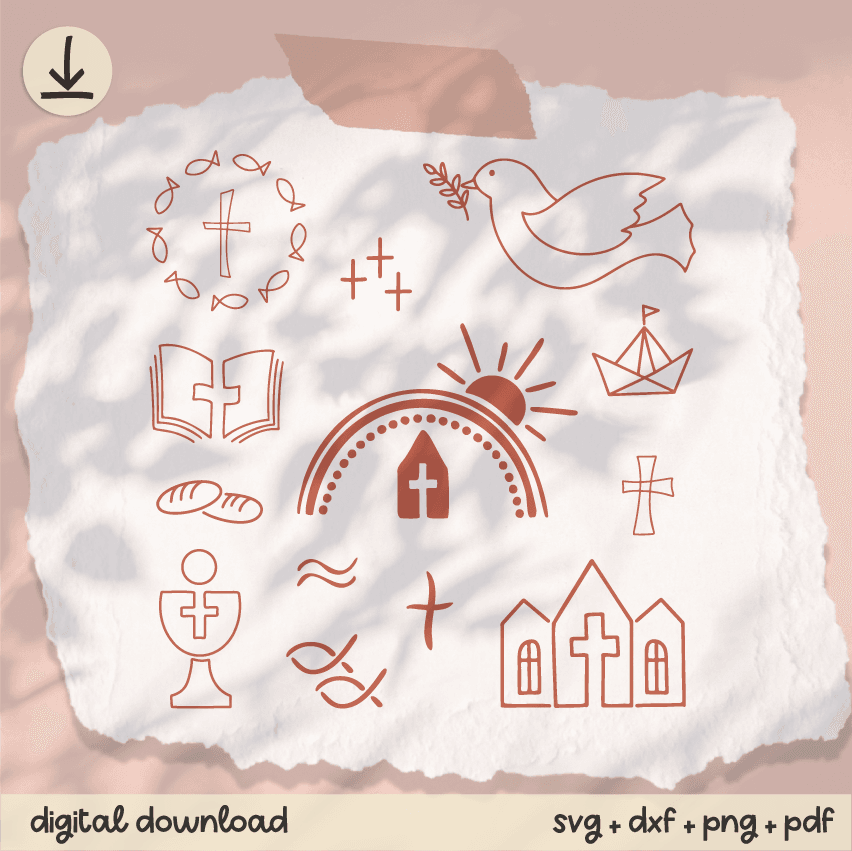 Christliche Symbole Bundle 1 für Kommunion, Hochzeit, Taufe - Plotterdatei - Sewando