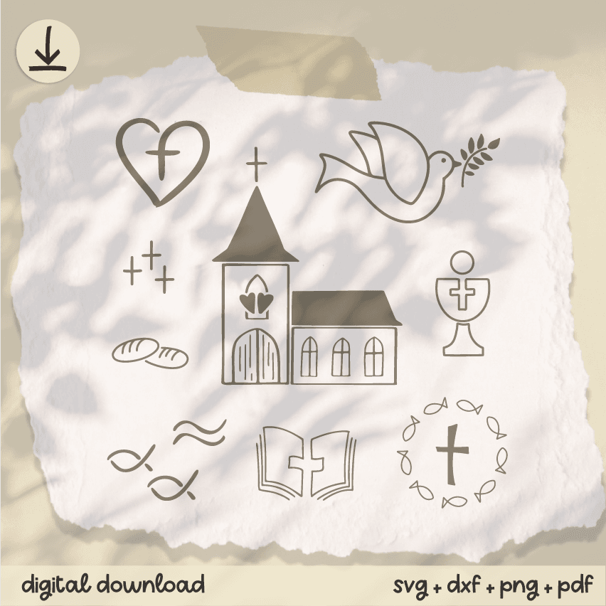 Christliche Symbole 3 für Taufe, Kommunion, Hochzeit - Plotterdatei - Sewando