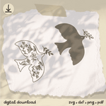 Taube Silhouette und mit Blumen - Plotterdatei - Sewando