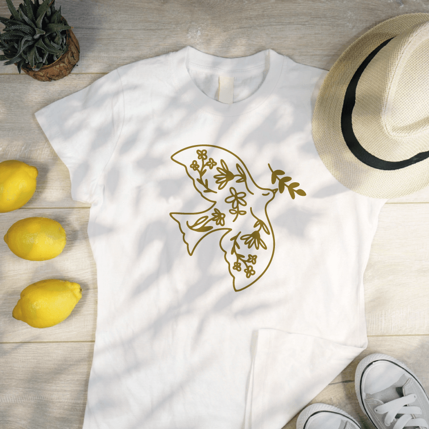 Taube Silhouette und mit Blumen - Plotterdatei - Sewando