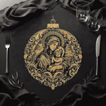 Stickdatei Christbaumkugel Maria & Jesus - realistisch - FÜR DUNKLE STOFFE - Sewando