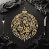 Stickdatei Christbaumkugel Maria & Jesus - realistisch - FÜR DUNKLE STOFFE - Sewando