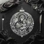 Stickdatei Christbaumkugel Maria & Jesus - realistisch - FÜR DUNKLE STOFFE - Sewando