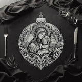 Stickdatei Christbaumkugel Maria & Jesus - realistisch - FÜR DUNKLE STOFFE - Sewando