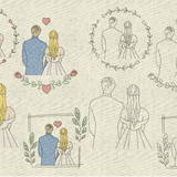 Stickdatei Hochzeit Brautpaar Line Art Set 949 - Sewando