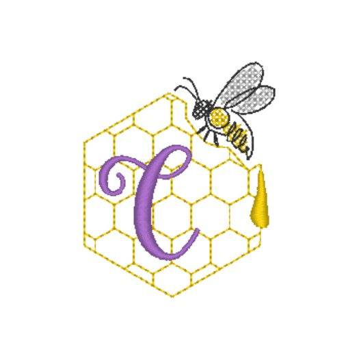 Stickdatei - Bienen-Monogramme A-Z - Sewando