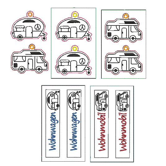 Stickdatei ITH Schlüsselanhänger Camping Wohnwagen Wohnmobil - Sewando
