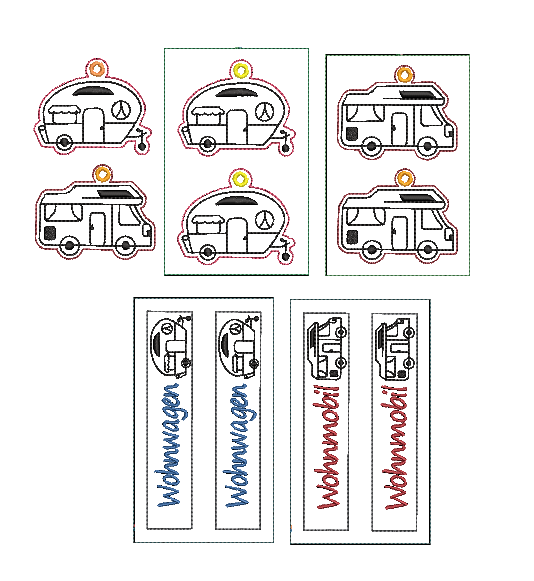 Stickdatei ITH Schlüsselanhänger Camping Wohnwagen Wohnmobil - Sewando
