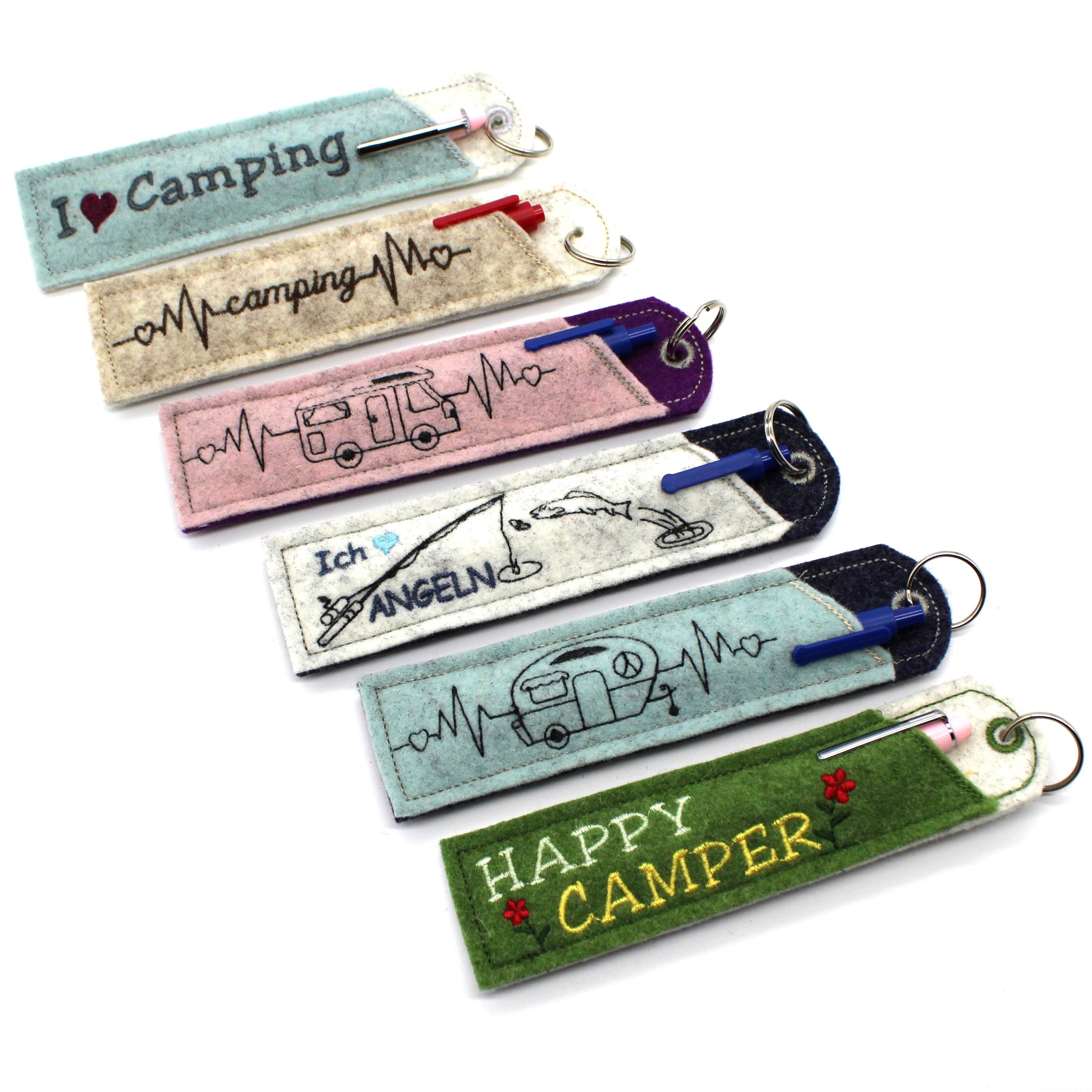 Stickdatei Camping Outdoor Etuis Stifteetui schmal für einen oder zwei Kugelschreiber - Sewando