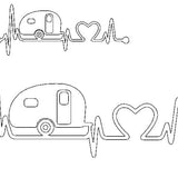 Stickdatei - Camping Liebe 8 Motive Linie Redwork in je 11 Größen