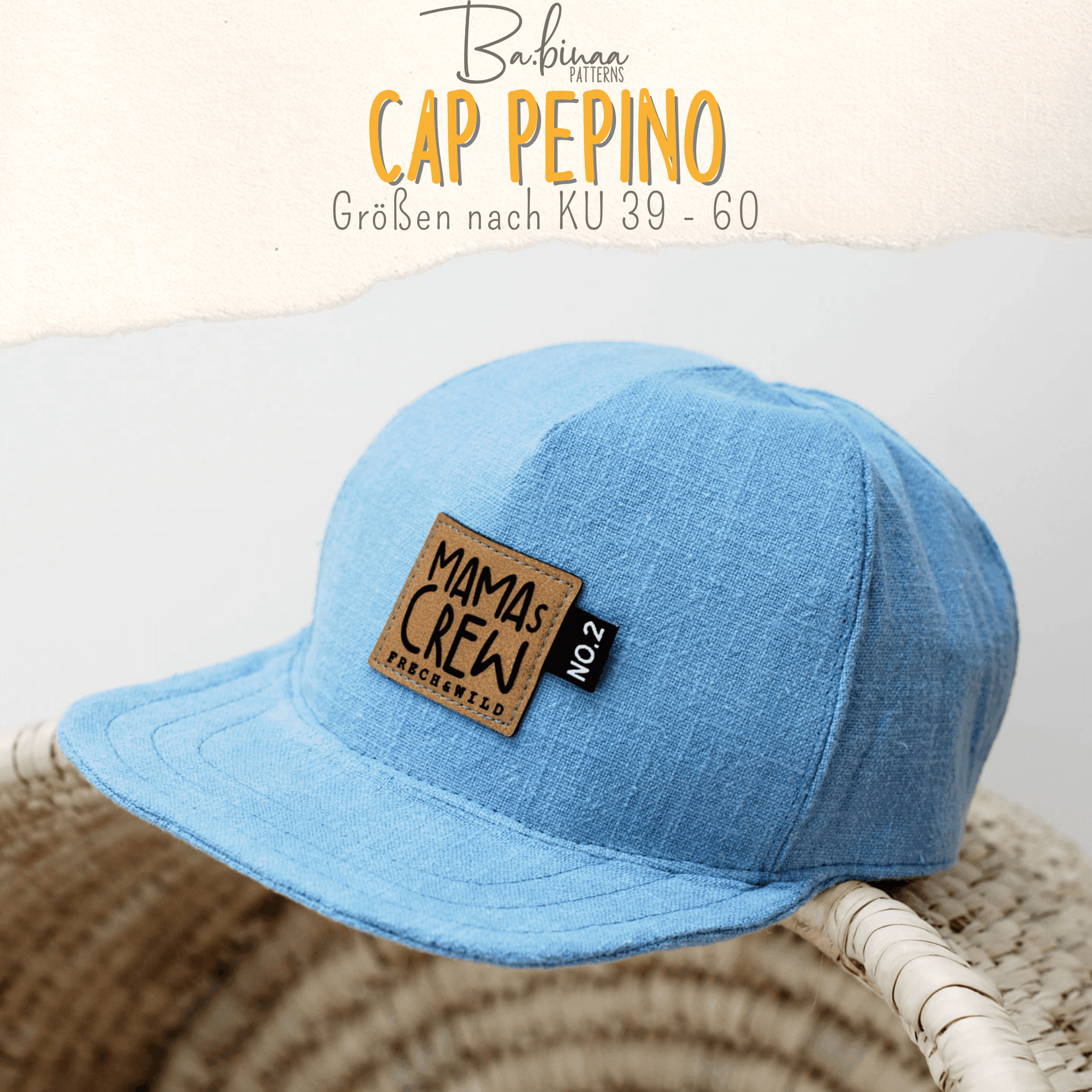 Cap Pepino – Basecap / Kappen Schnittmuster für Kinder & Erwachsene KU 39-60 - Sewando