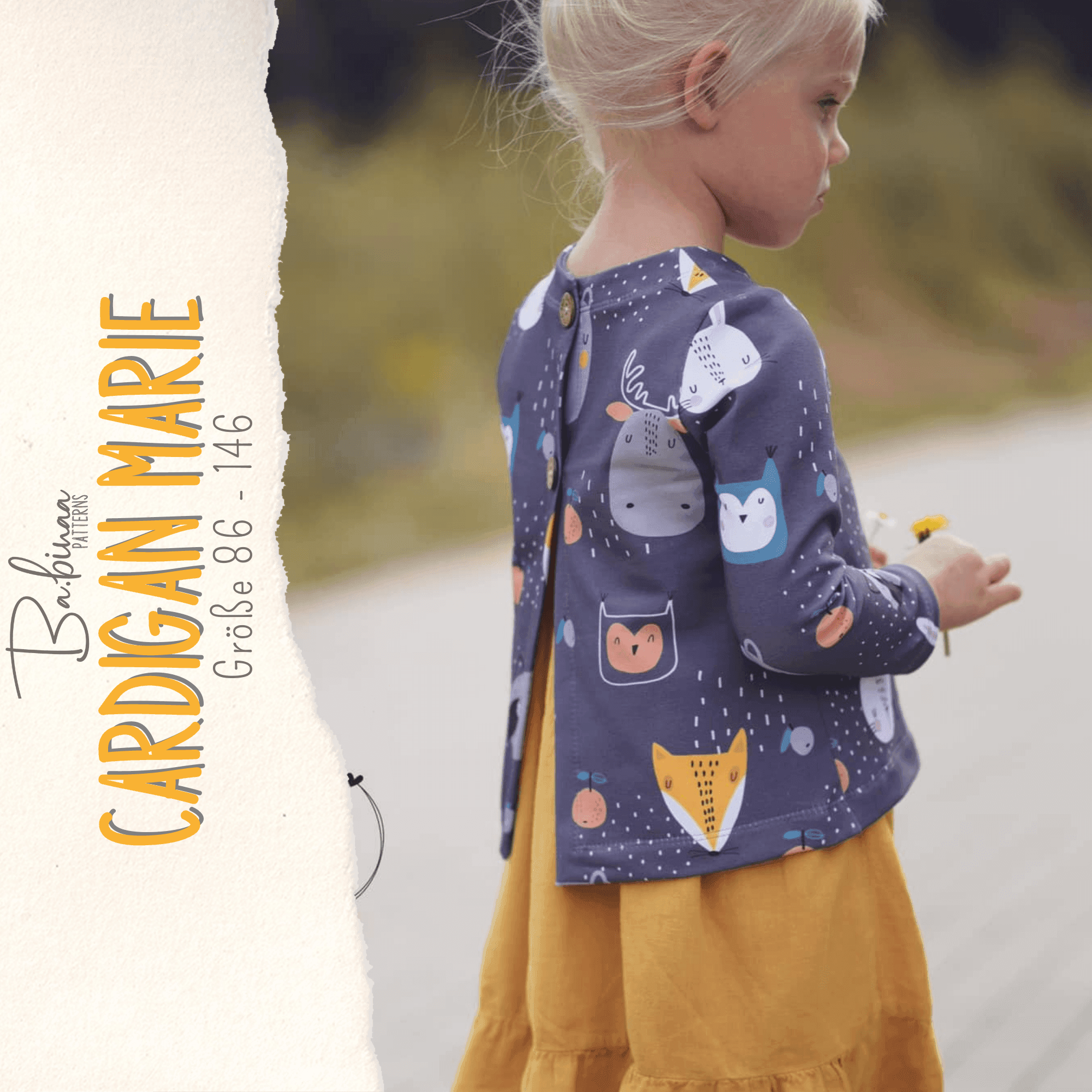 Cardigan Marie – Schnittmuster für Kinderjacke mit Rückenknopfleiste Gr. 86-146 - Sewando