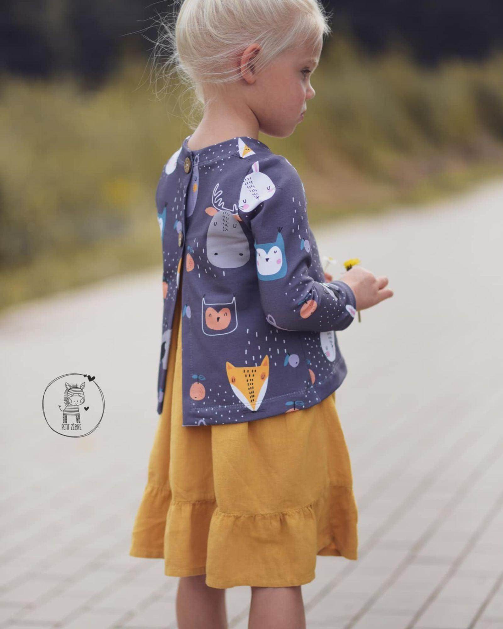 Cardigan Marie – Schnittmuster für Kinderjacke mit Rückenknopfleiste Gr. 86-146 - Sewando