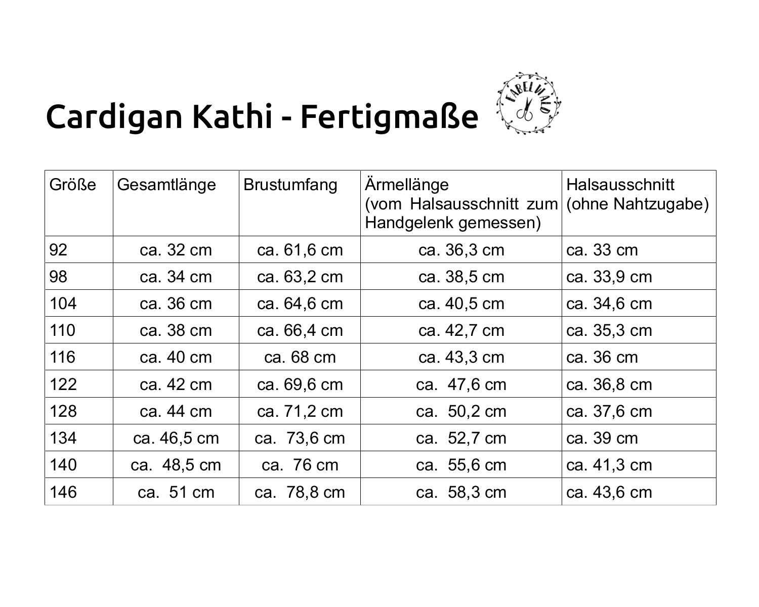 Schnittmuster CARDIGAN KATHI Gr. 92-146 - Sewando