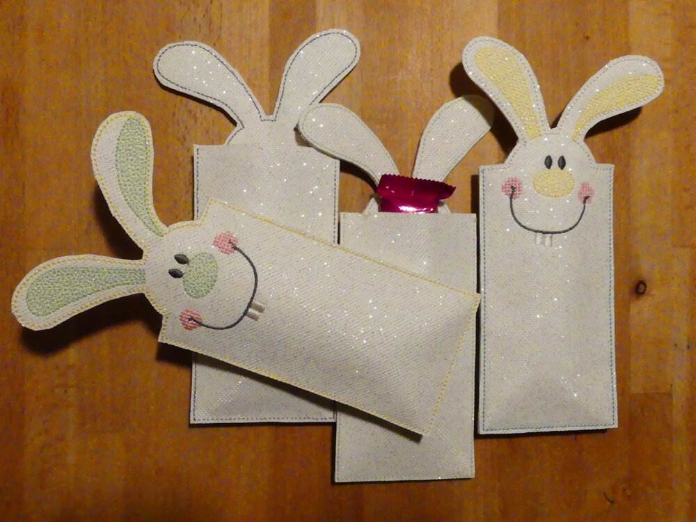 Stickdatei BUNNY Hüllen für Schokolade, Schokoriegel, Geldscheine etc. - Sewando