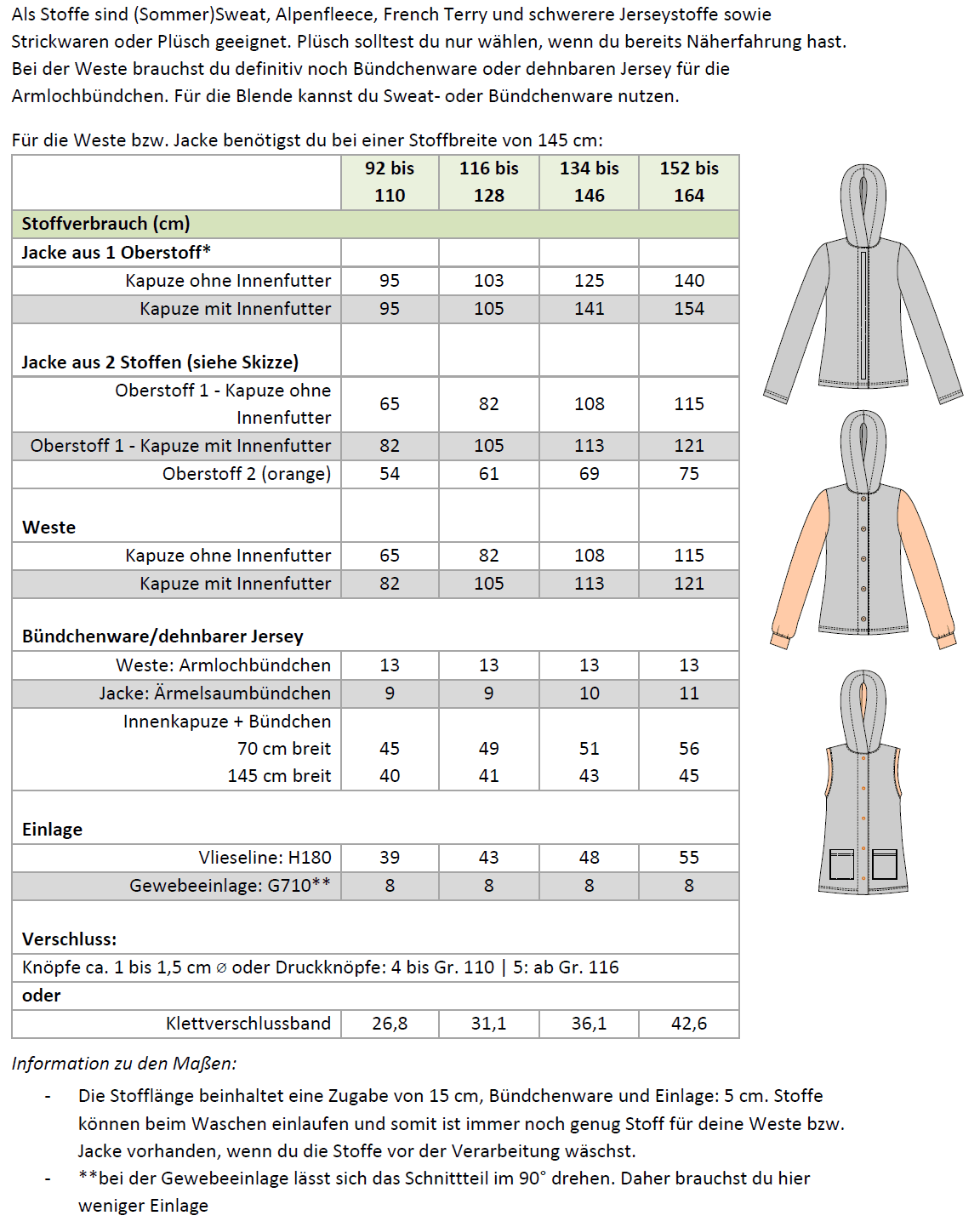 Cassie Kids – Sweatjacke & Weste mit Kapuze für Kinder Gr. 92-164 - Sewando
