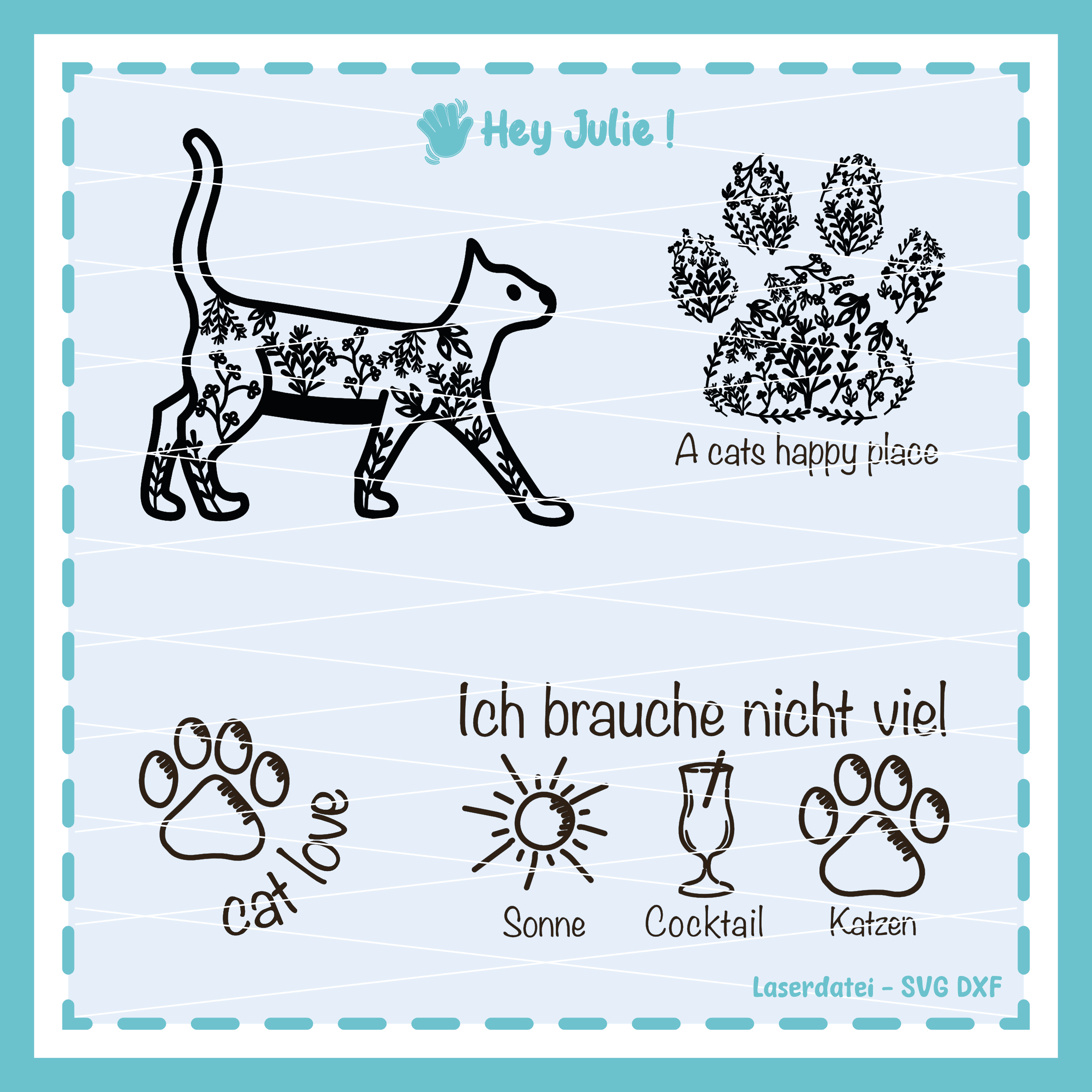 Plotter- und Laserdatei Cat Love - Sewando