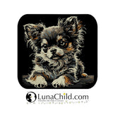 Stickdatei Chihuahua Welpe Langhaar "Cesar"- realistisch - FÜR DUNKLE STOFFE