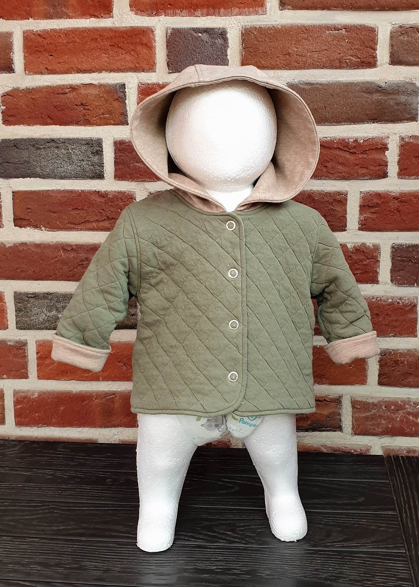 Charly – Babyjacke mit Kapuze, Kragen oder Rundhalsausschnitt Gr. 44-98 - Sewando