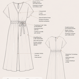 Maxikleid Schnittmuster PDF – Kleid mit V-Ausschnitt, Taschen & Schlitz | Größen 34–50