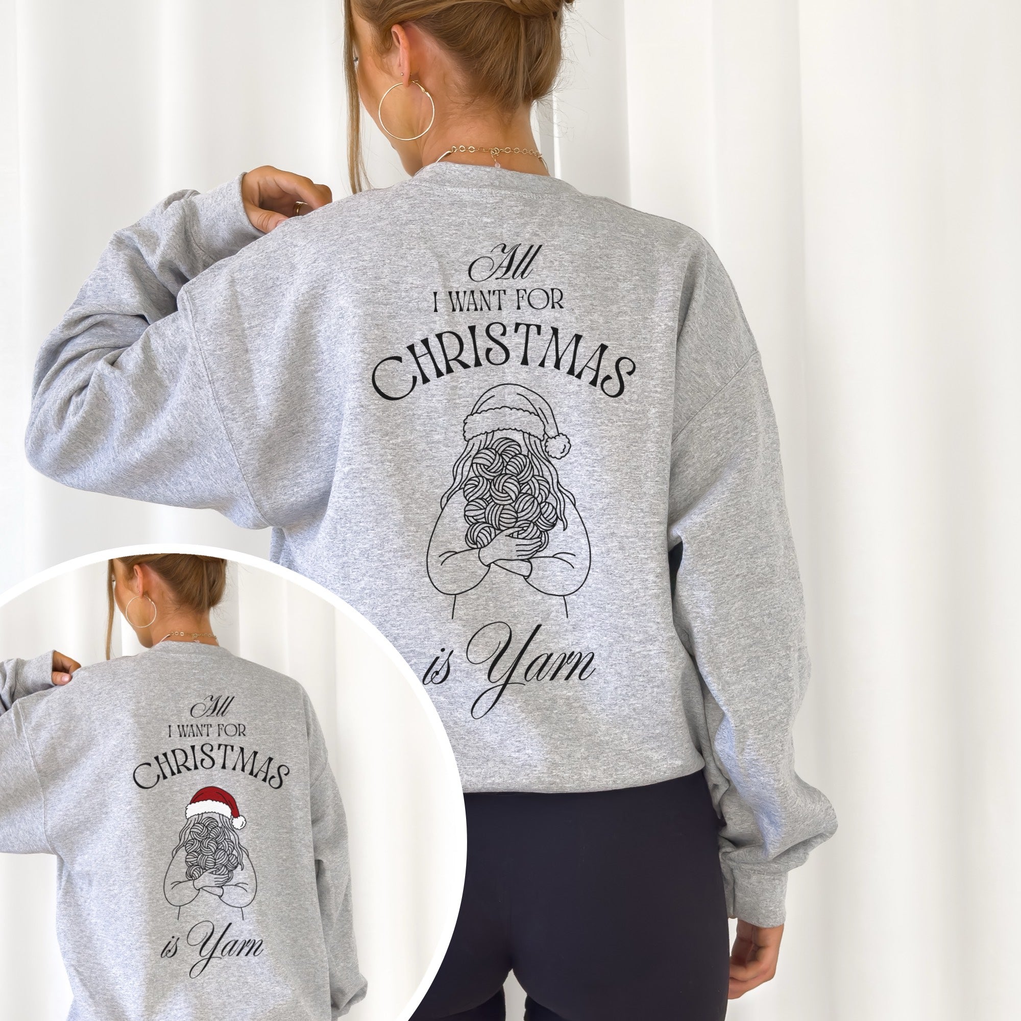 Zweiteiliges Weihnachtsdesign als Plotterdatei für Näher:innen & Strickfans – humorvolle Line Art Illustrationen im weihnachtlichen Stil.