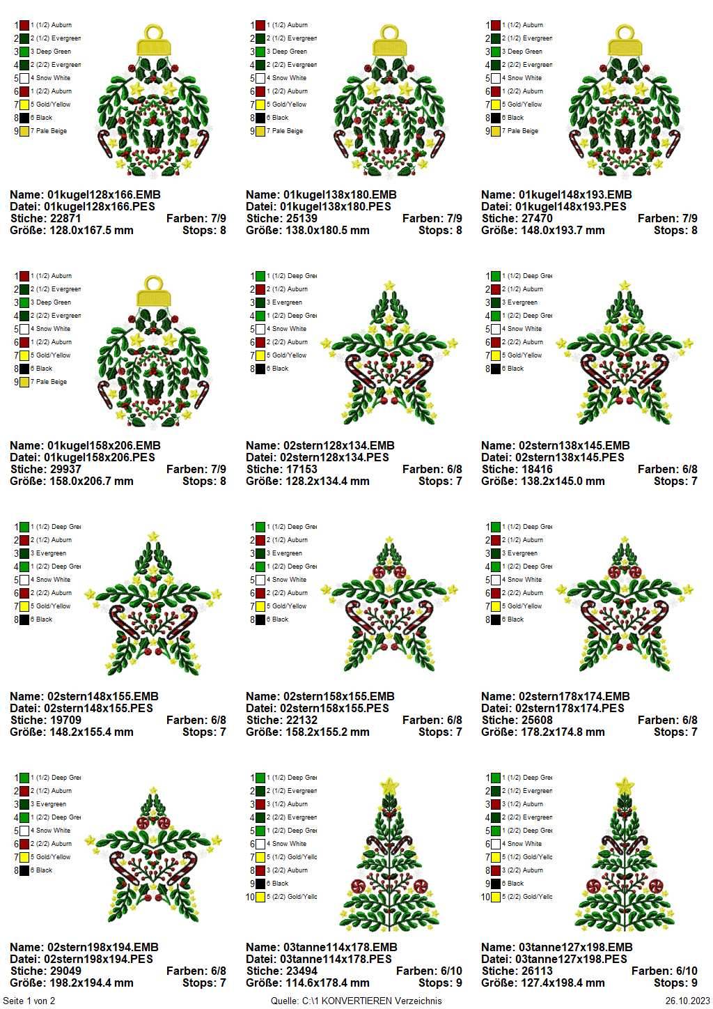 Stickdatei Set Christmas Ornaments weihnachtliche Ornamente - Sewando