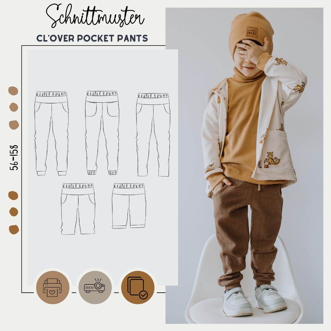 Schnittmuster CL*OVER 'POCKET' PANTS 56 - 158 : - Sewando