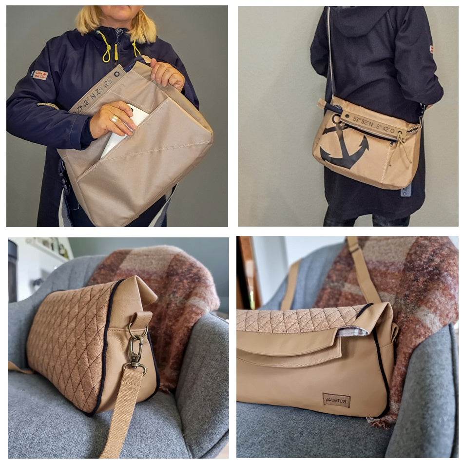 ohStelli Mini & Midi & Big * Taschen - Schnittmuster - Kombi-eBook * Crossbodybag mit Klappen-Umschlag in 3 Größen - Sewando
