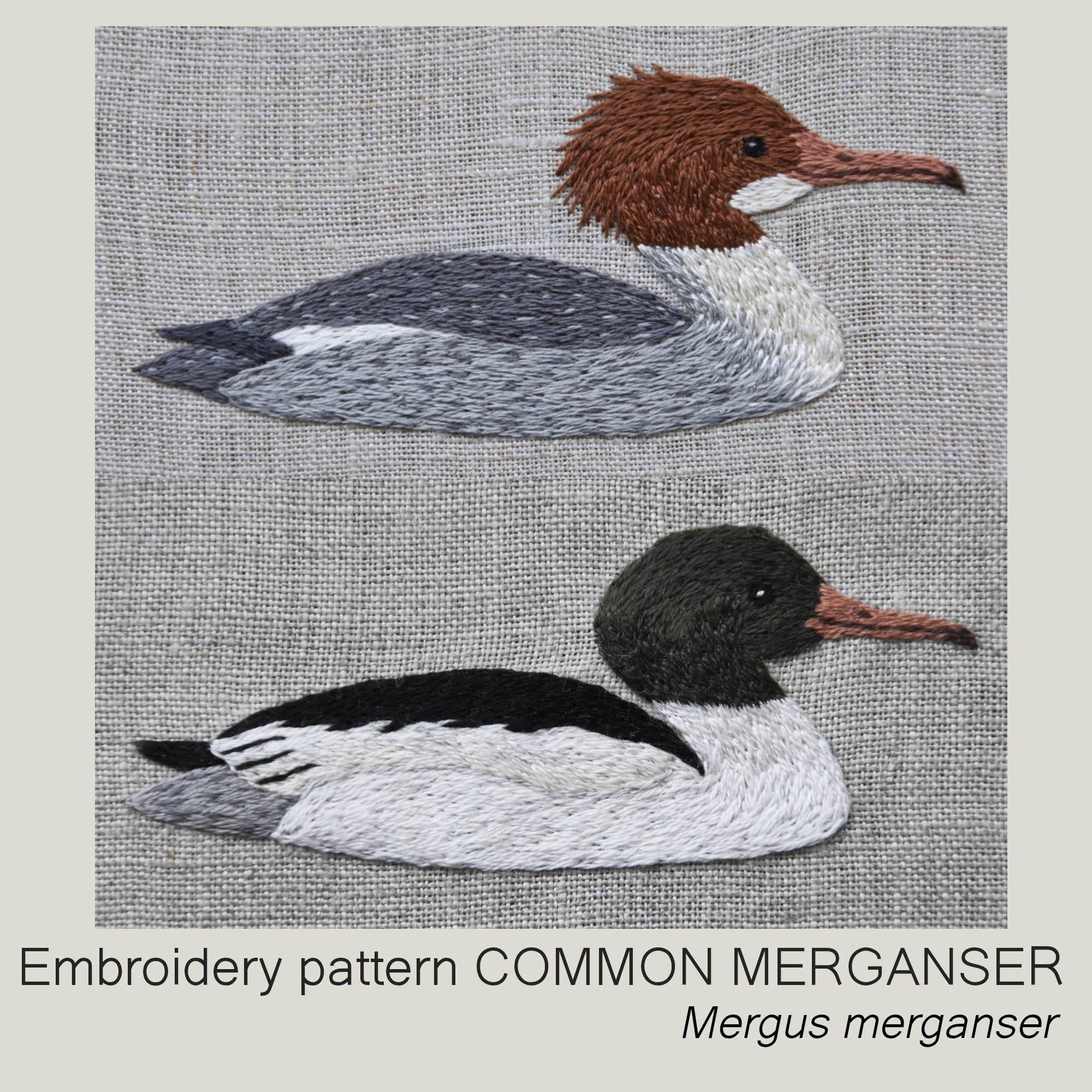 COMMON MERGANSER Hand embroidery pattern - Sewando