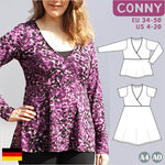 Schnittmuster Conny – Wickelkleid & Wickelshirt mit hoher Taille Gr. 34-50 / BU 80-116 - Sewando