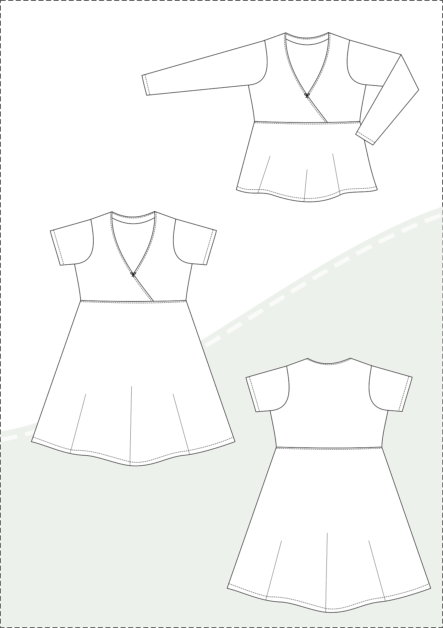Schnittmuster Conny – Wickelkleid & Wickelshirt mit hoher Taille Gr. 34-50 / BU 80-116 - Sewando