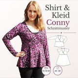 Schnittmuster Conny – Wickelkleid & Wickelshirt mit hoher Taille Gr. 34-50 / BU 80-116