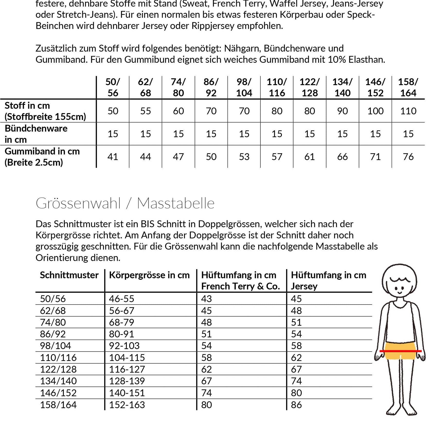 Cosy Leggins, Schnittmuster Grösse 50-164 - Sewando