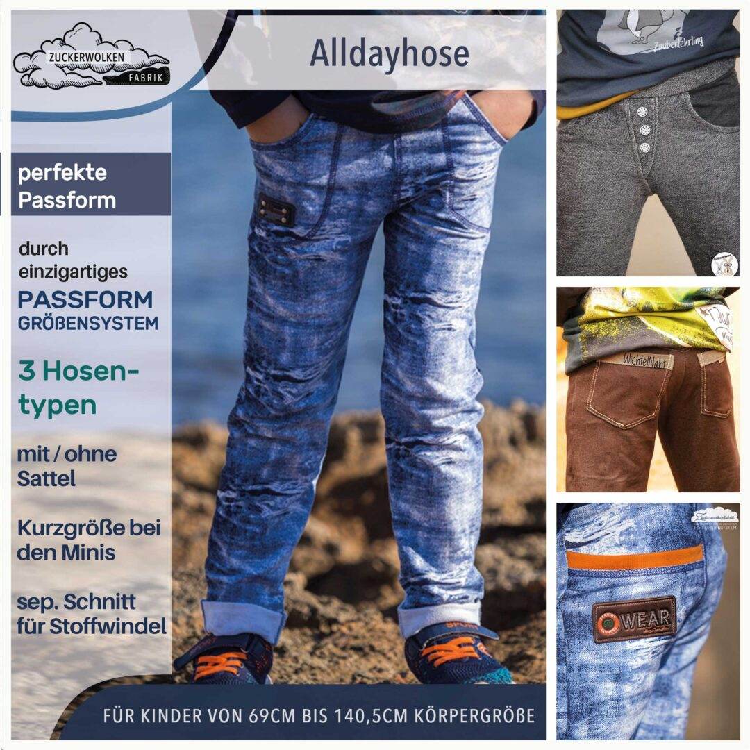 Outfit aus 2 Ebooks: Alldayhose und Sweatie - C: Familien-Sparpaket für 69cm-140cm Körpergröße - Sewando