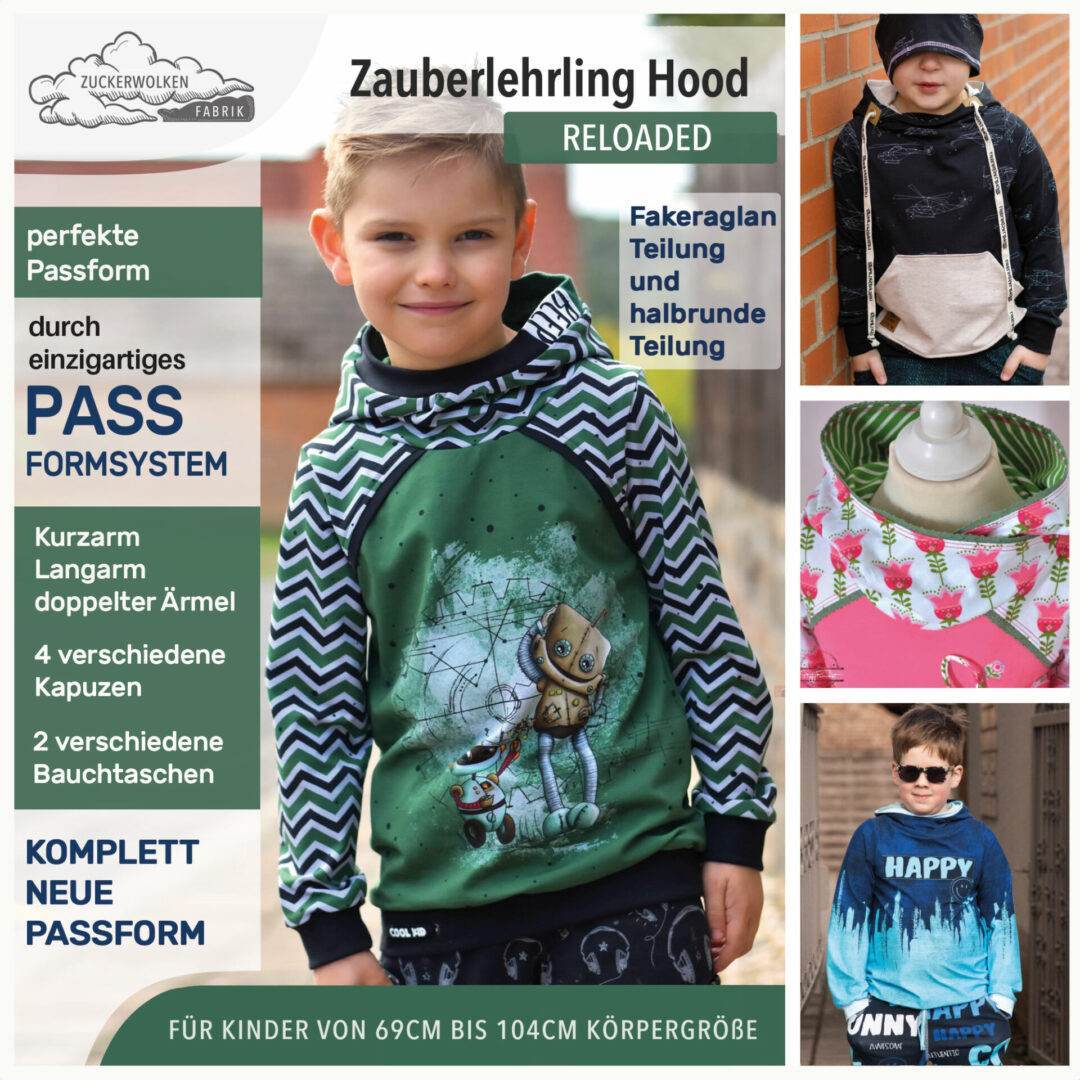 Mini Zauberlehrling Hood reloaded für 69cm-104cm Körpergröße - Sewando