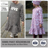 Kombipaket Rüschenkleid Gr. 86-164 3 Weiten je Größe auch für schmale und kräftige Kids