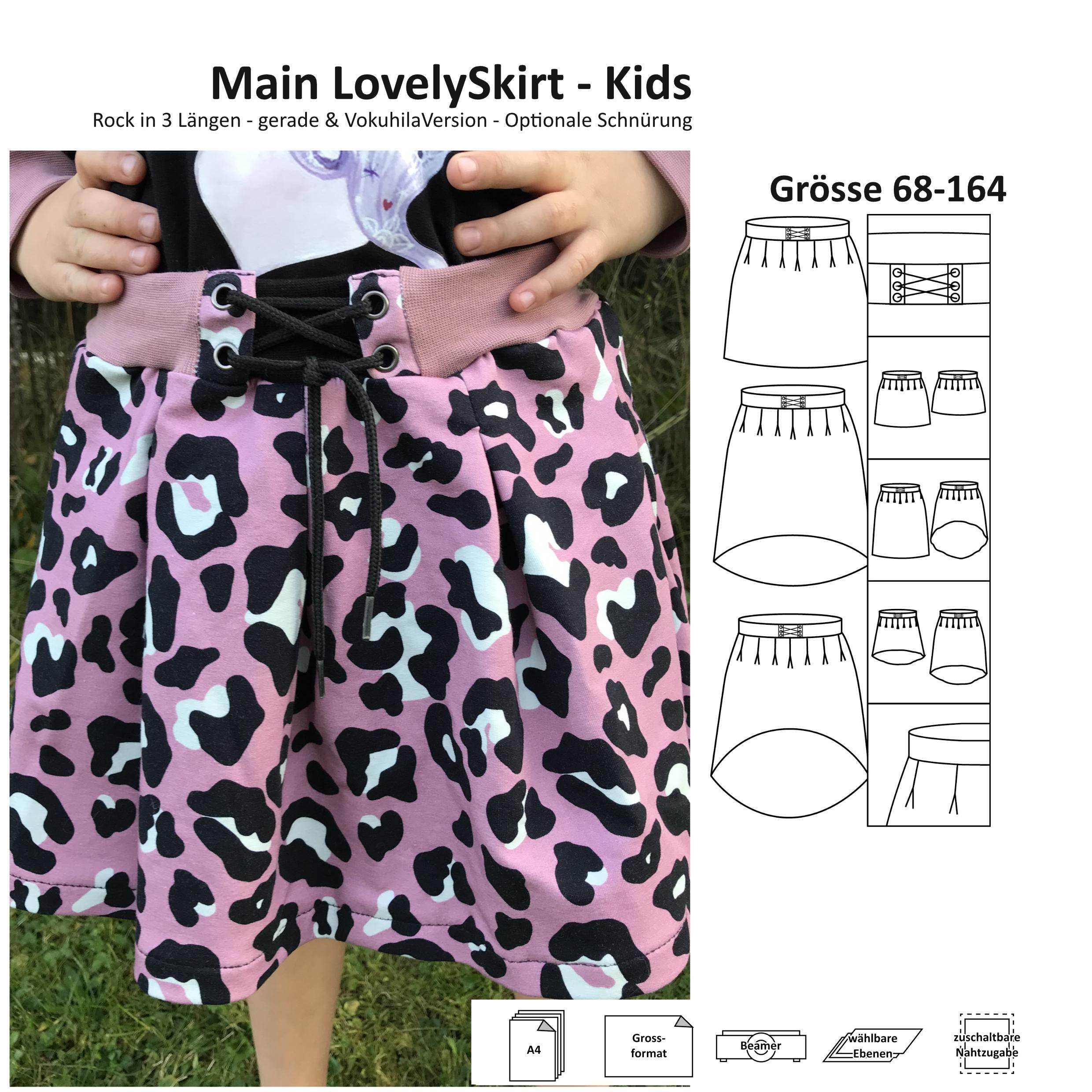 FREEBOOK Main LovelySkirt ist ein Faltenrock für Kinder in verschiedenen Längen und optionaler Schnürung - Sewando