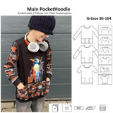 Schnittmuster Main PocketHoodie - Langarm / Kurzarm Kapuzenshirt - Gr.86-164 - Sewando
