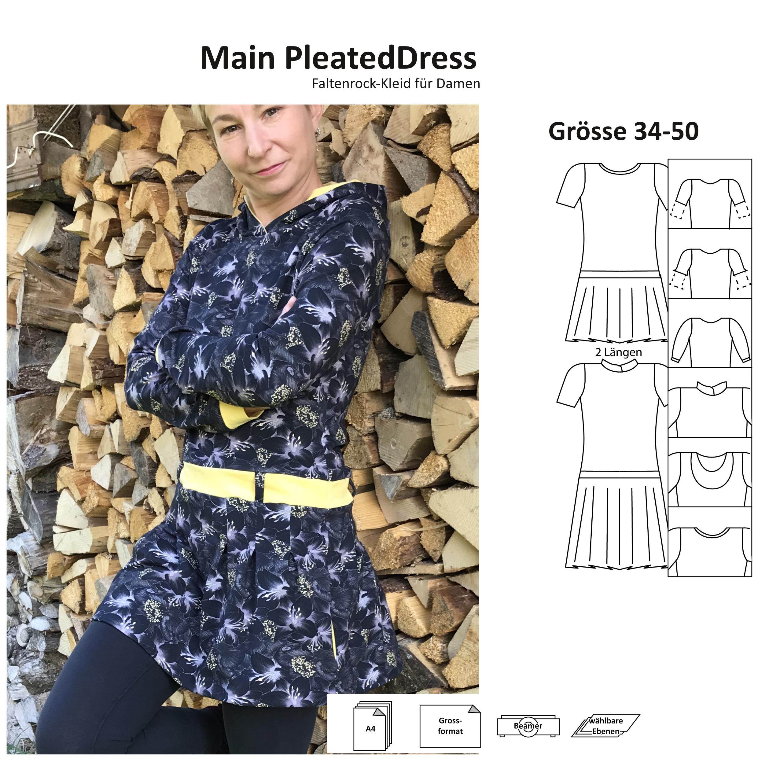 Schnittmuster Main PleatedDress - Damenkleid mit Faltenrock - Gr. 34-50 - Sewando