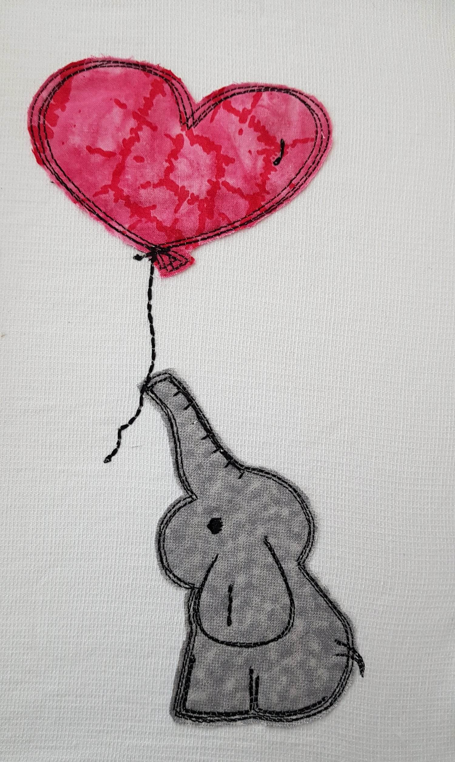 Stickdatei Elefant zwei Varianten,Doodle, Applikation, Aufnäher, Herz, Stickmuster - Sewando