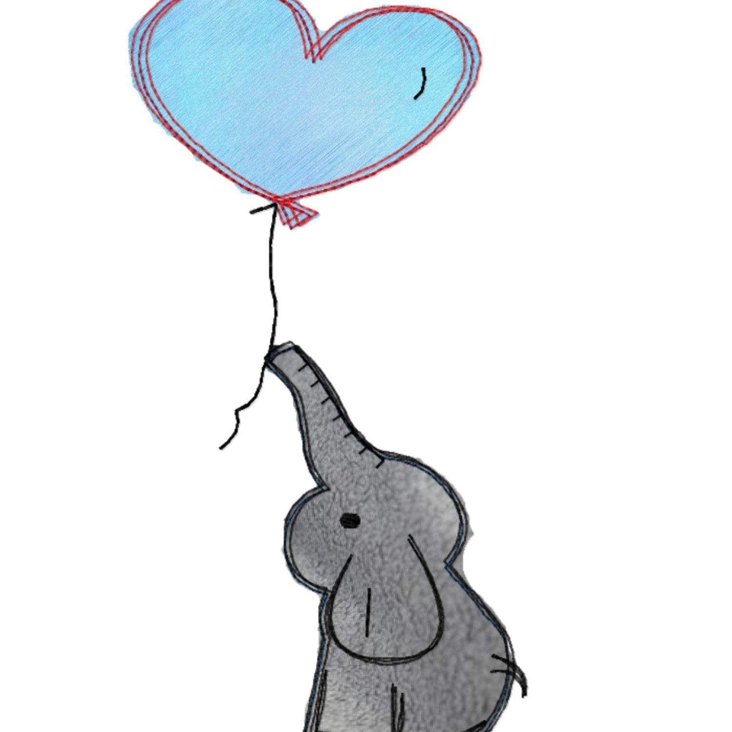 Stickdatei Elefant zwei Varianten,Doodle, Applikation, Aufnäher, Herz, Stickmuster - Sewando