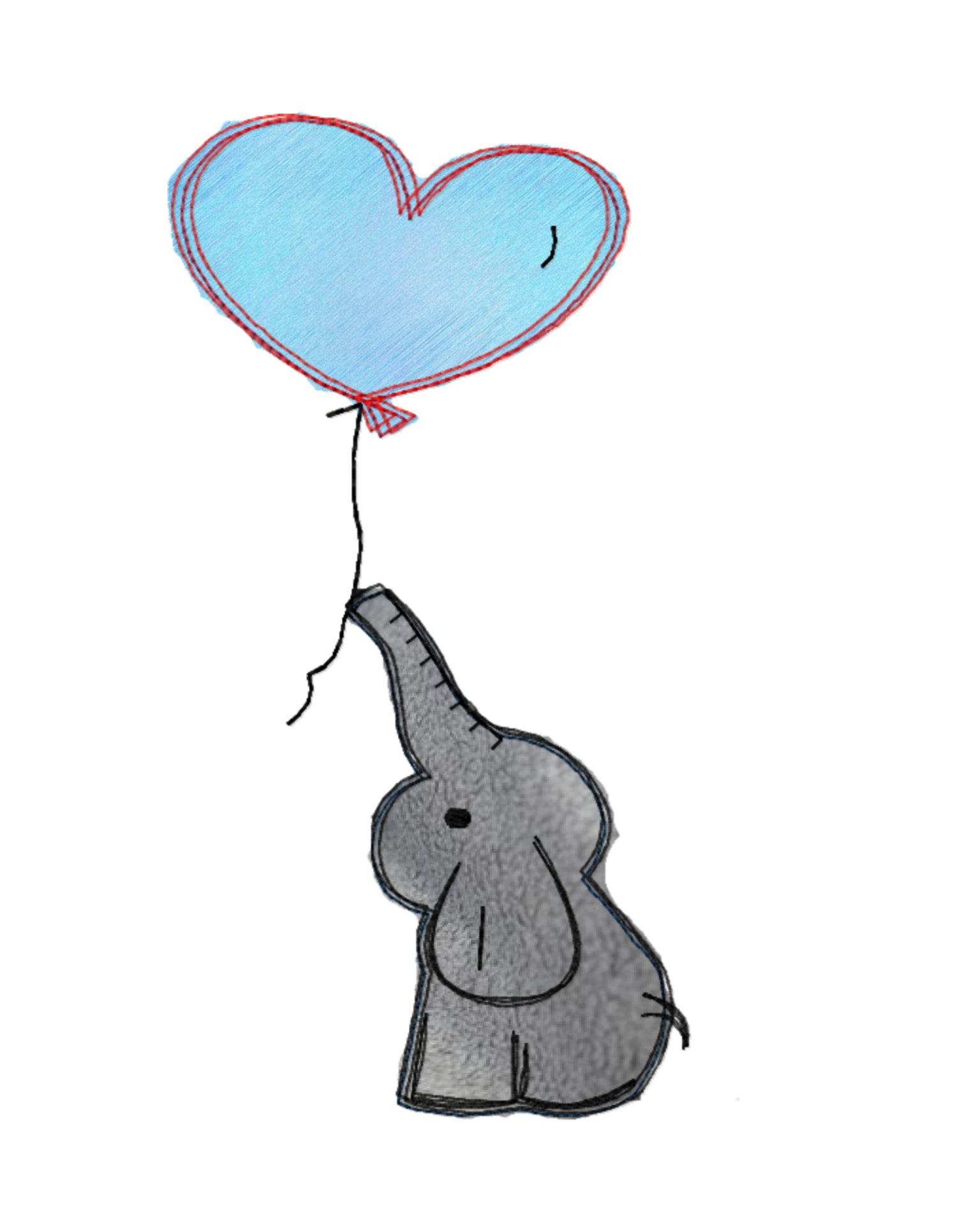 Stickdatei Elefant zwei Varianten,Doodle, Applikation, Aufnäher, Herz, Stickmuster - Sewando