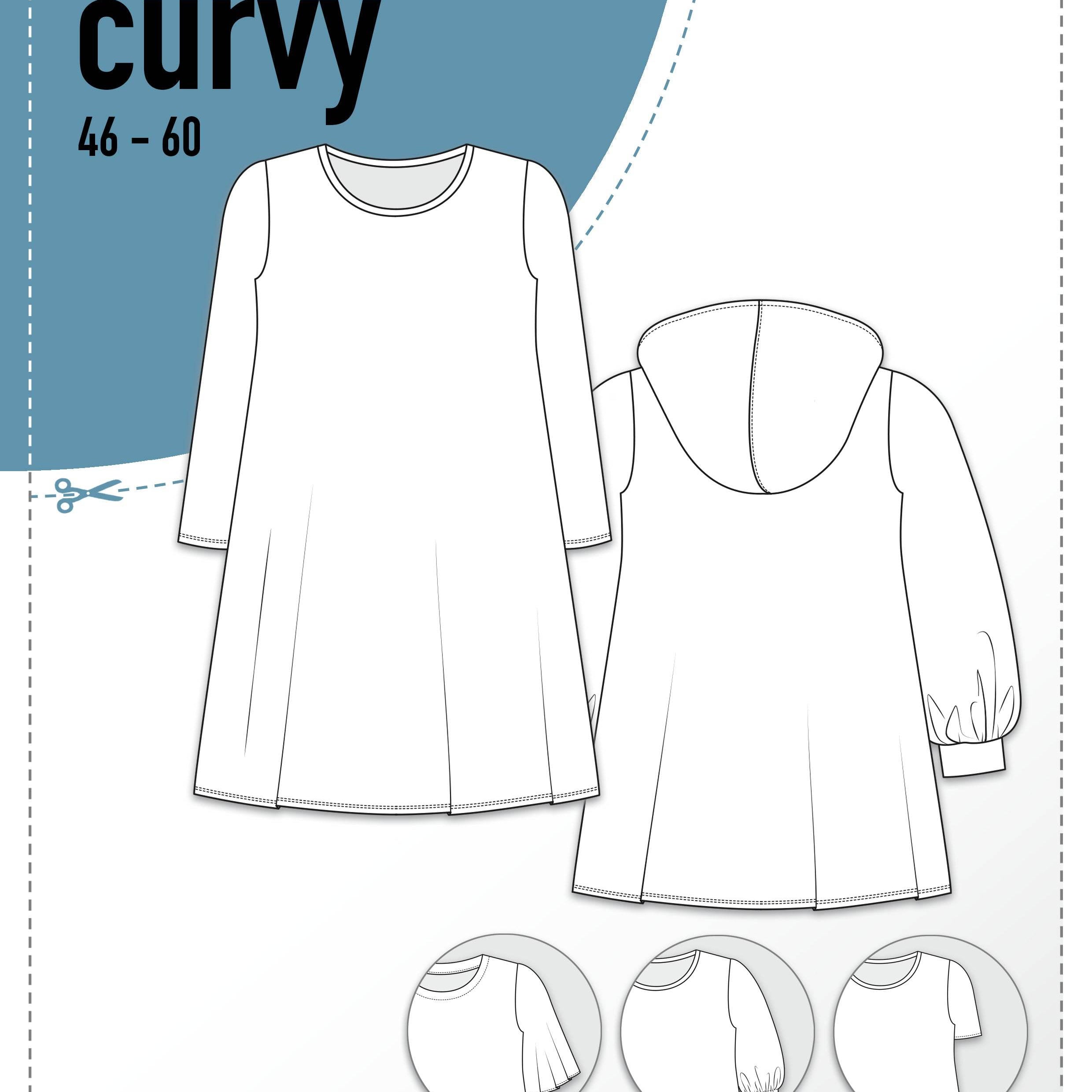 Schnittmuster Kleid Tunika A-Linie DELICIA CURVY (46-60) : - Sewando