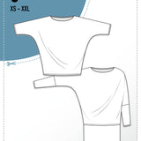 Schnittmuster Kleid, Shirt mit Fledermausärmeln GULA (34-52) : - Sewando