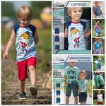 Sommer Outfitset Gr. 74 -104 Bermuda (3 Längen) & wandelbares Top/ Shirt / 2 Schnittmuster - Sewando